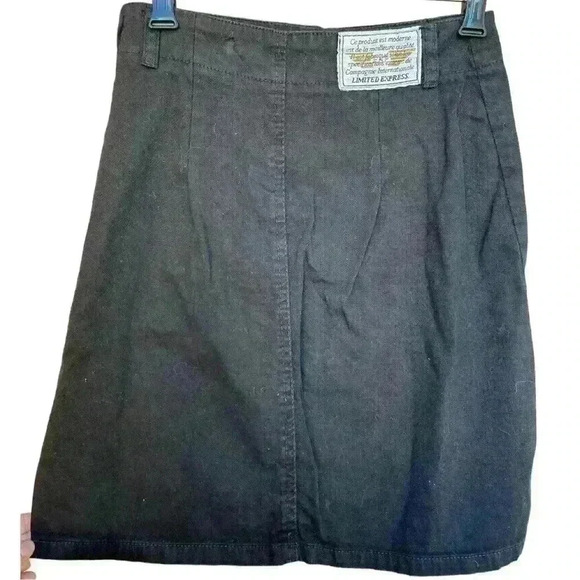 Vintage Limited Express Y2K 90s black denim a-line mini skirt size 5 - Picture 1 of 5